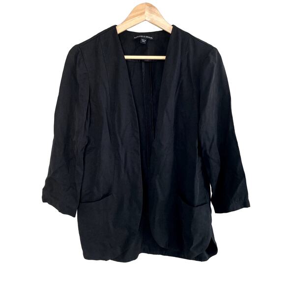 Harlowe & Graham 3/4 Length Sleeve Easy Blazer - Tencel - Black - XS - Picture 1 of 7